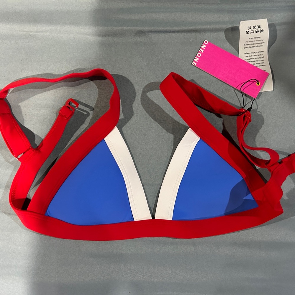 OneOne Red and Blue Bikini Top